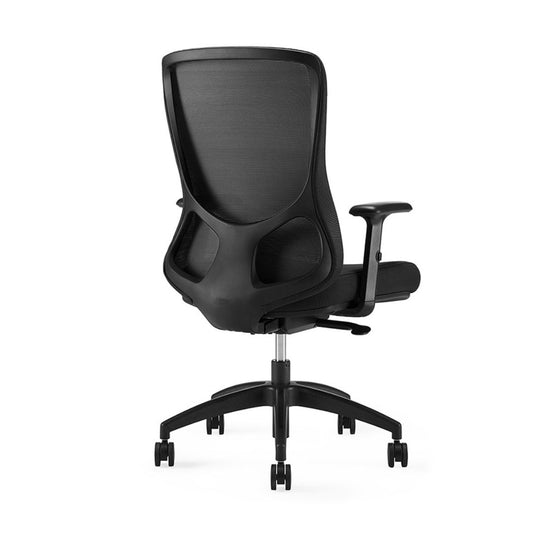 Healthy Home & Office - Black office chair with mesh back on a white background
