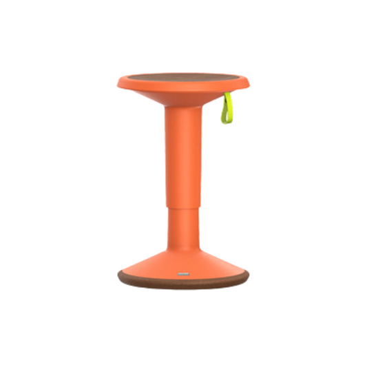 Healthy Home & Office - Orange stool with a green tag on a white background