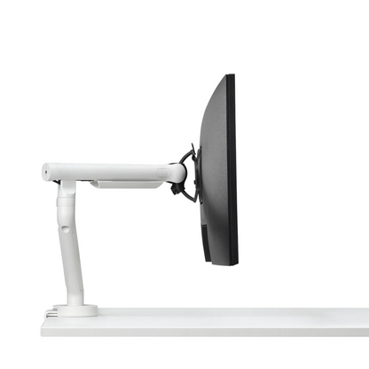 Healthy Home & Office - White monitor stand with a black monitor on a white background