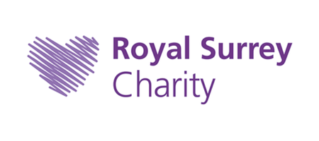 Royal Surrey Charity logo with a purple heart symbol on a white background